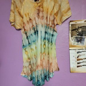 Women's Free Style Umbrella Brown & Blue Top Medium to 2 XL